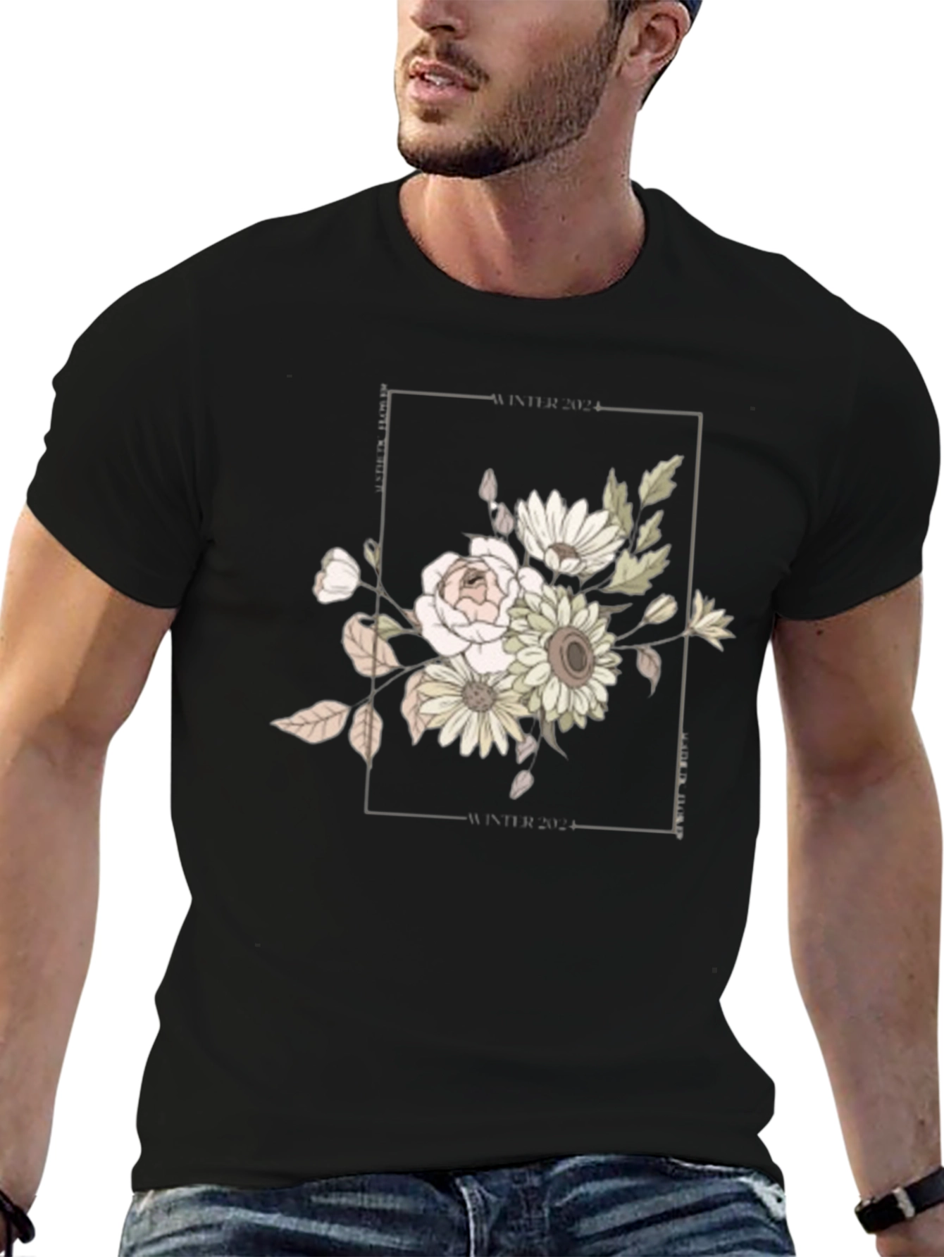 Floral Graphic Black Tee