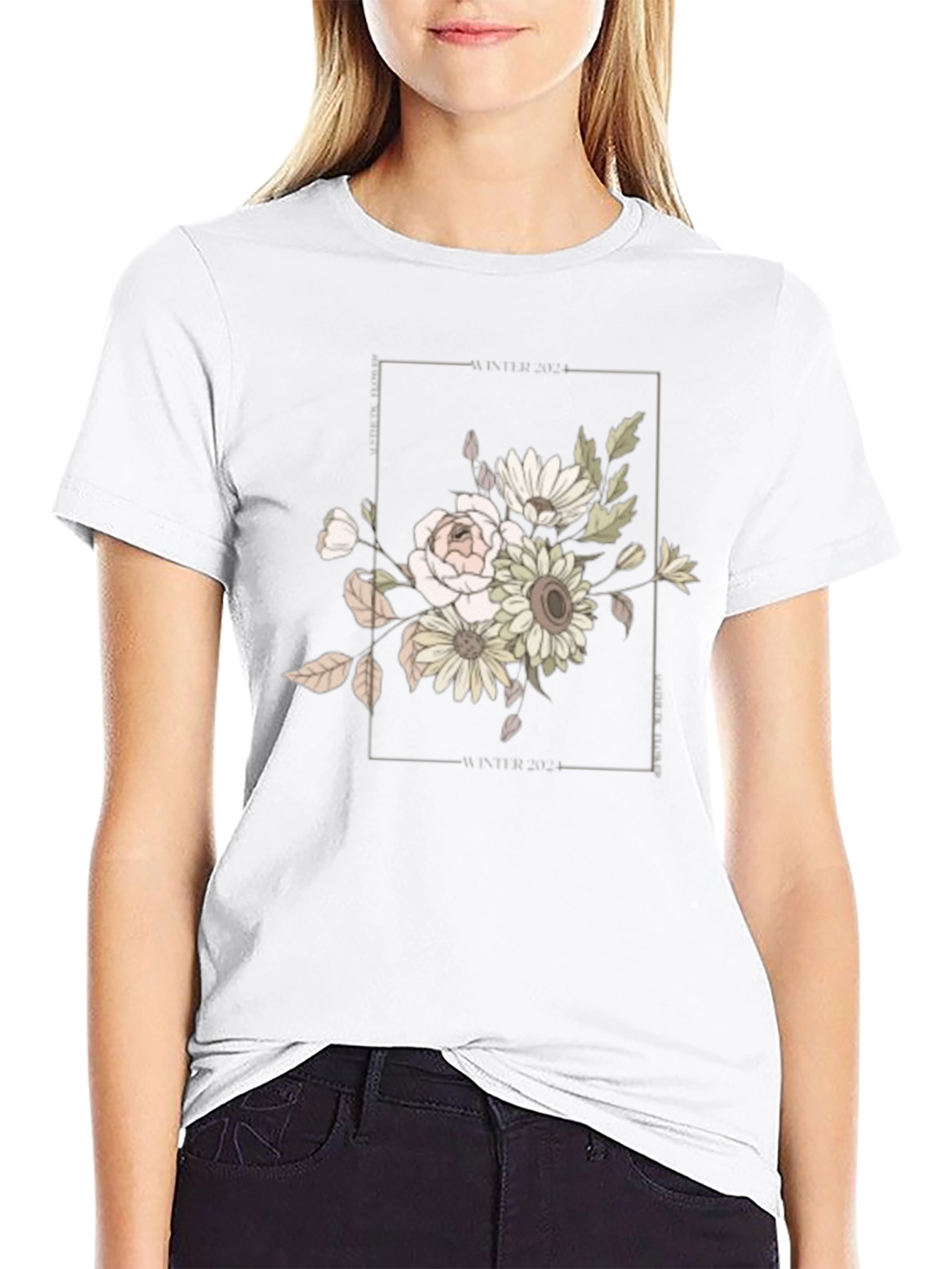 Floral Graphic Black Tee