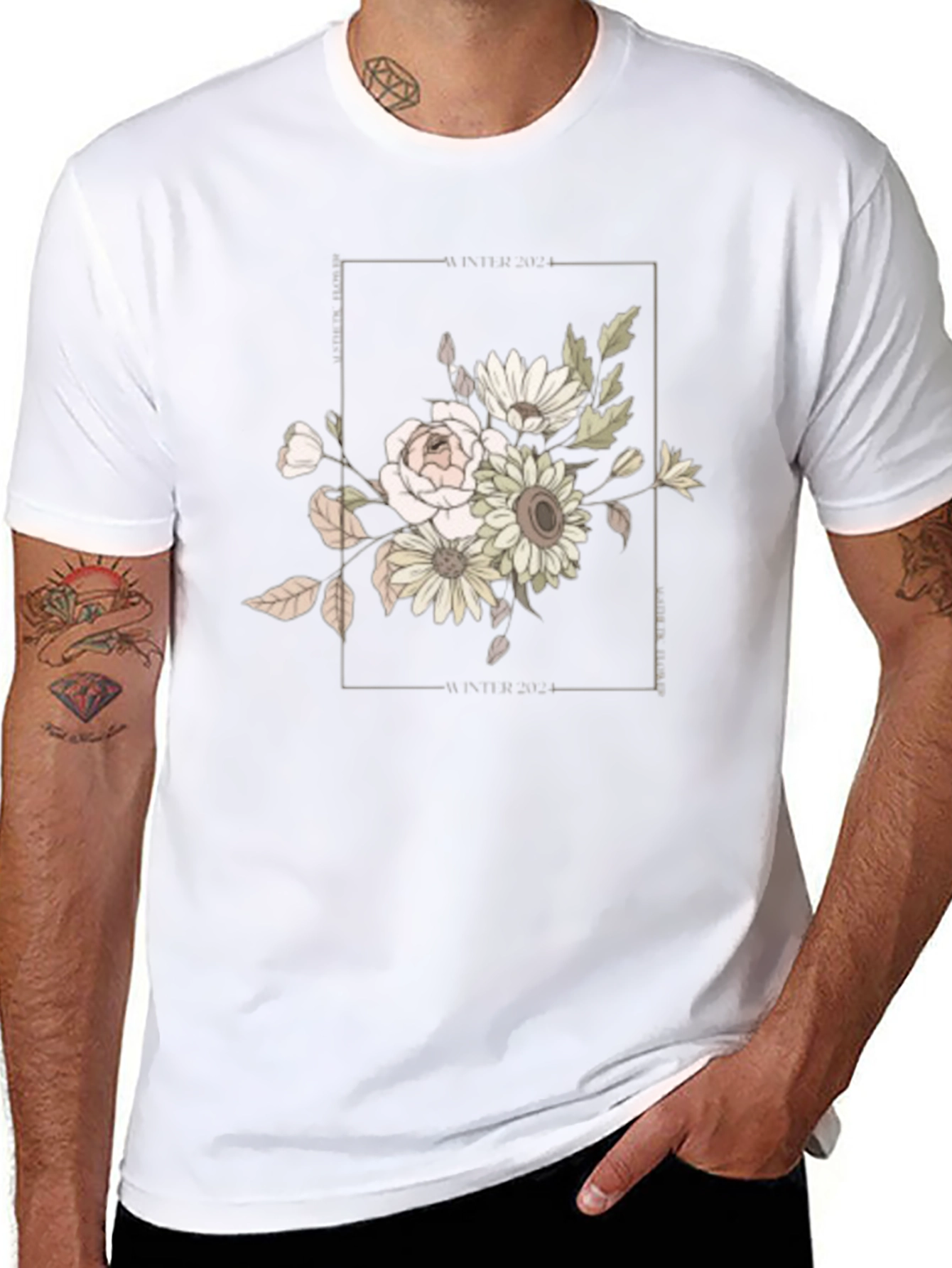 Floral Graphic Black Tee