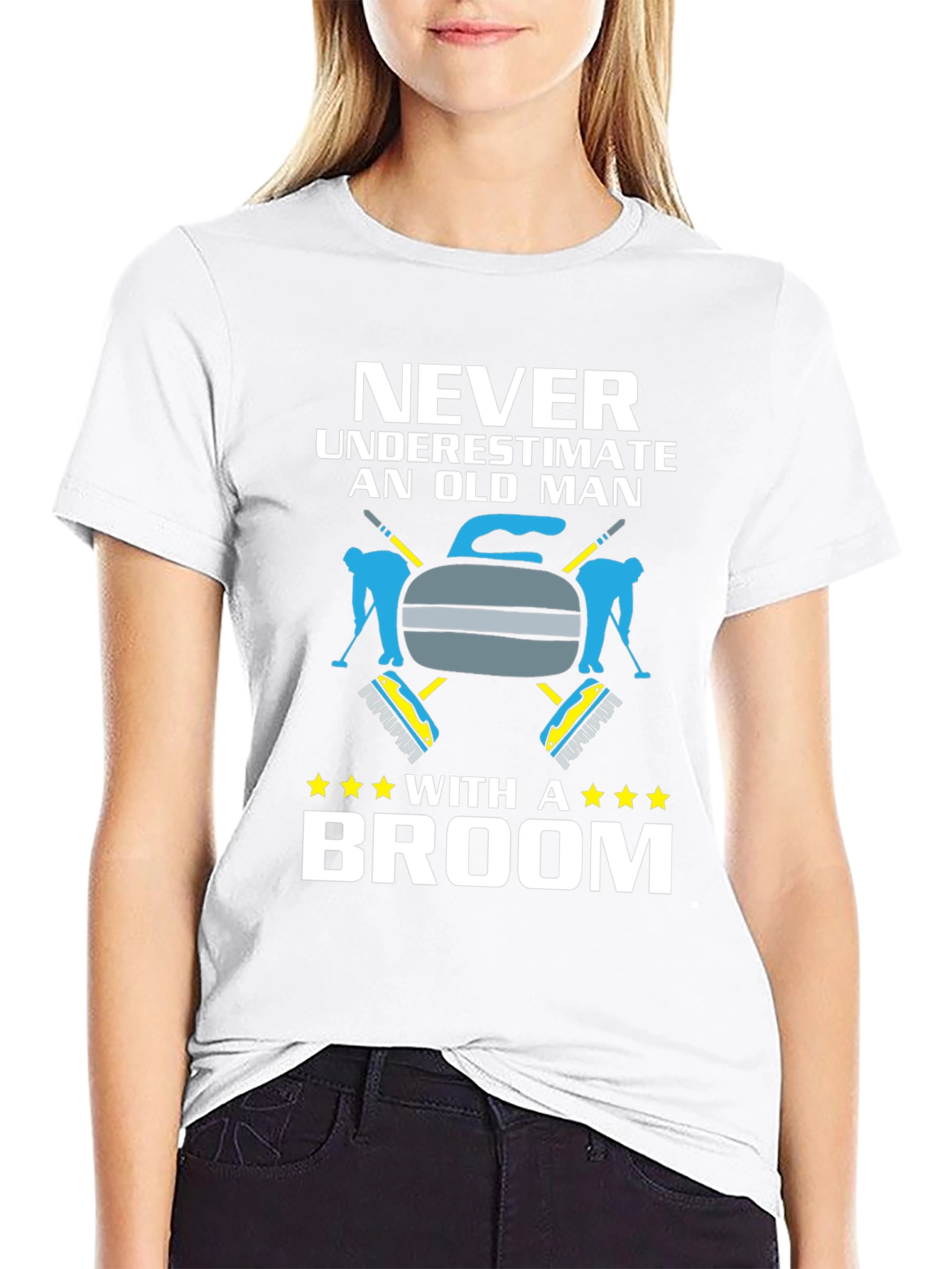 Never Underestimate Old Man With Broom T-Shirt