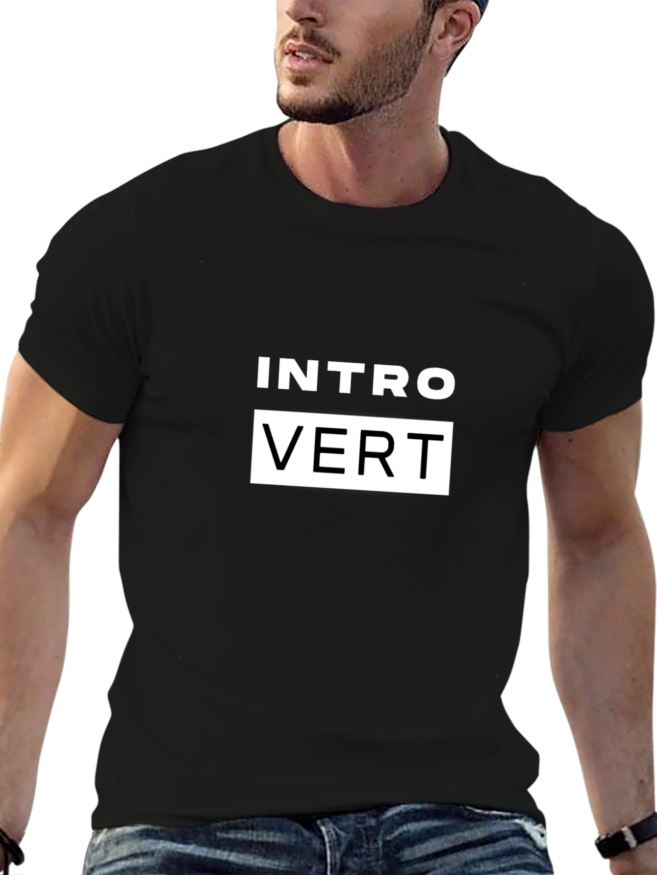 Introvert Graphic T-Shirt - Black Cotton Tee