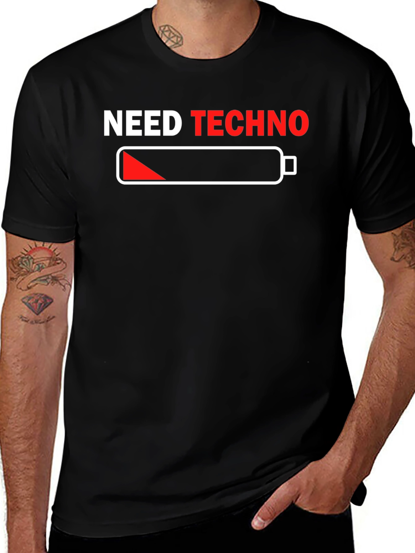 Need Techno Black Graphic T-Shirt