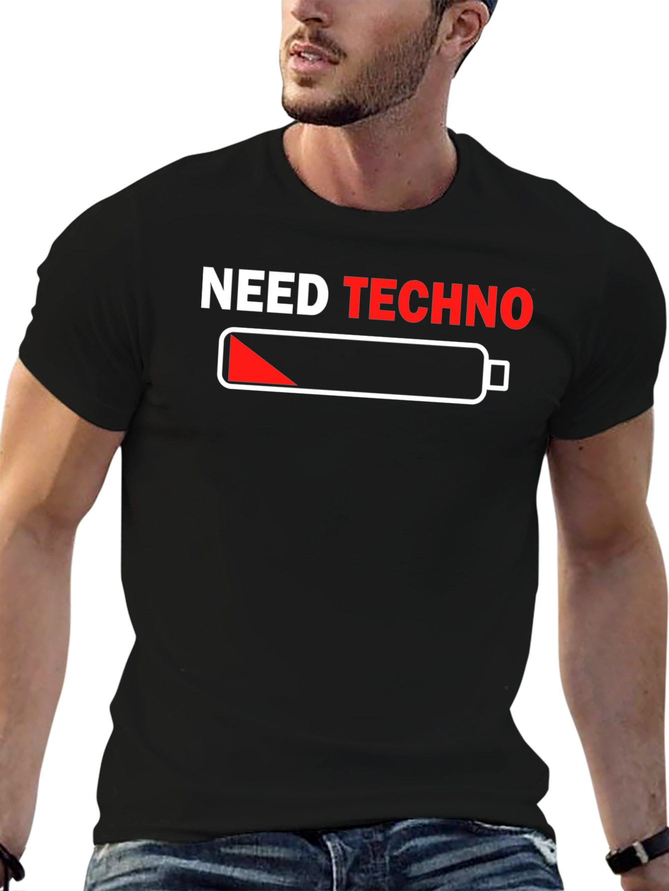 Need Techno Black Graphic T-Shirt