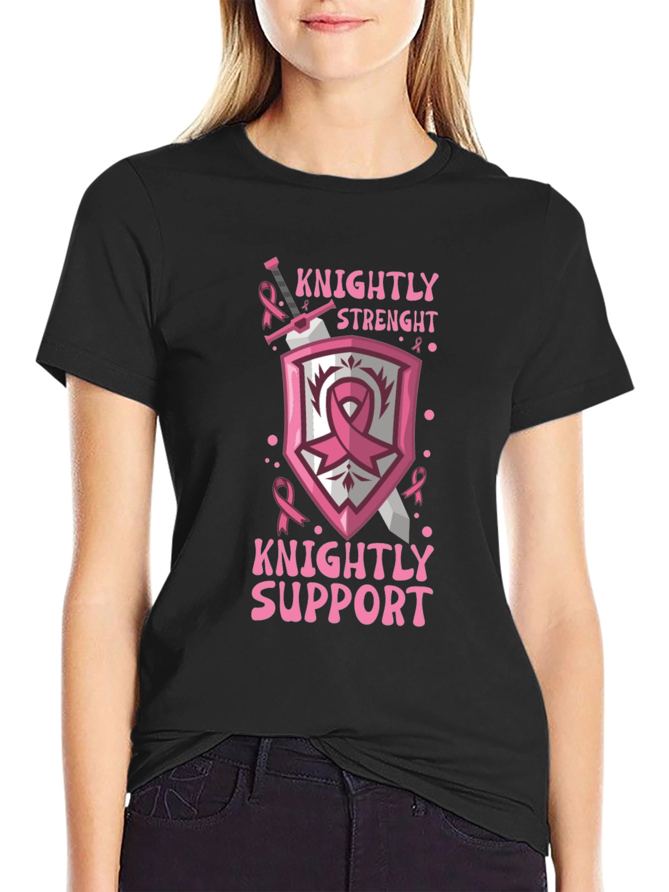 Knightly Strength Breast Cancer Support T-Shirt