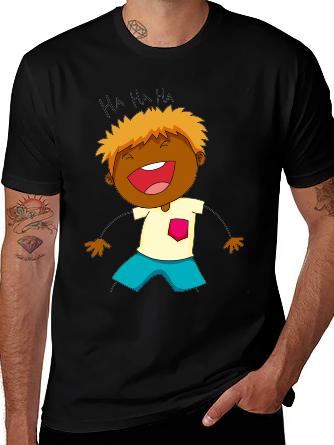 Laughing Cartoon Boy Graphic Tee