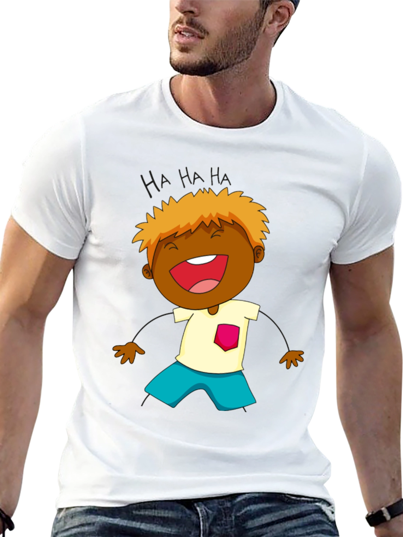Laughing Cartoon Boy Graphic Tee