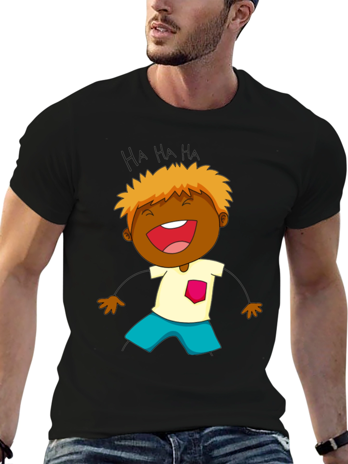 Laughing Cartoon Boy Graphic Tee