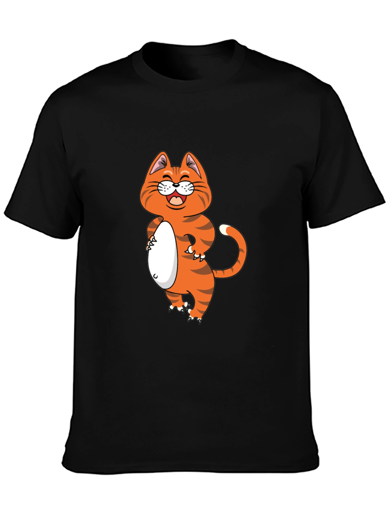 Funny Cat Graphic Tee - Black