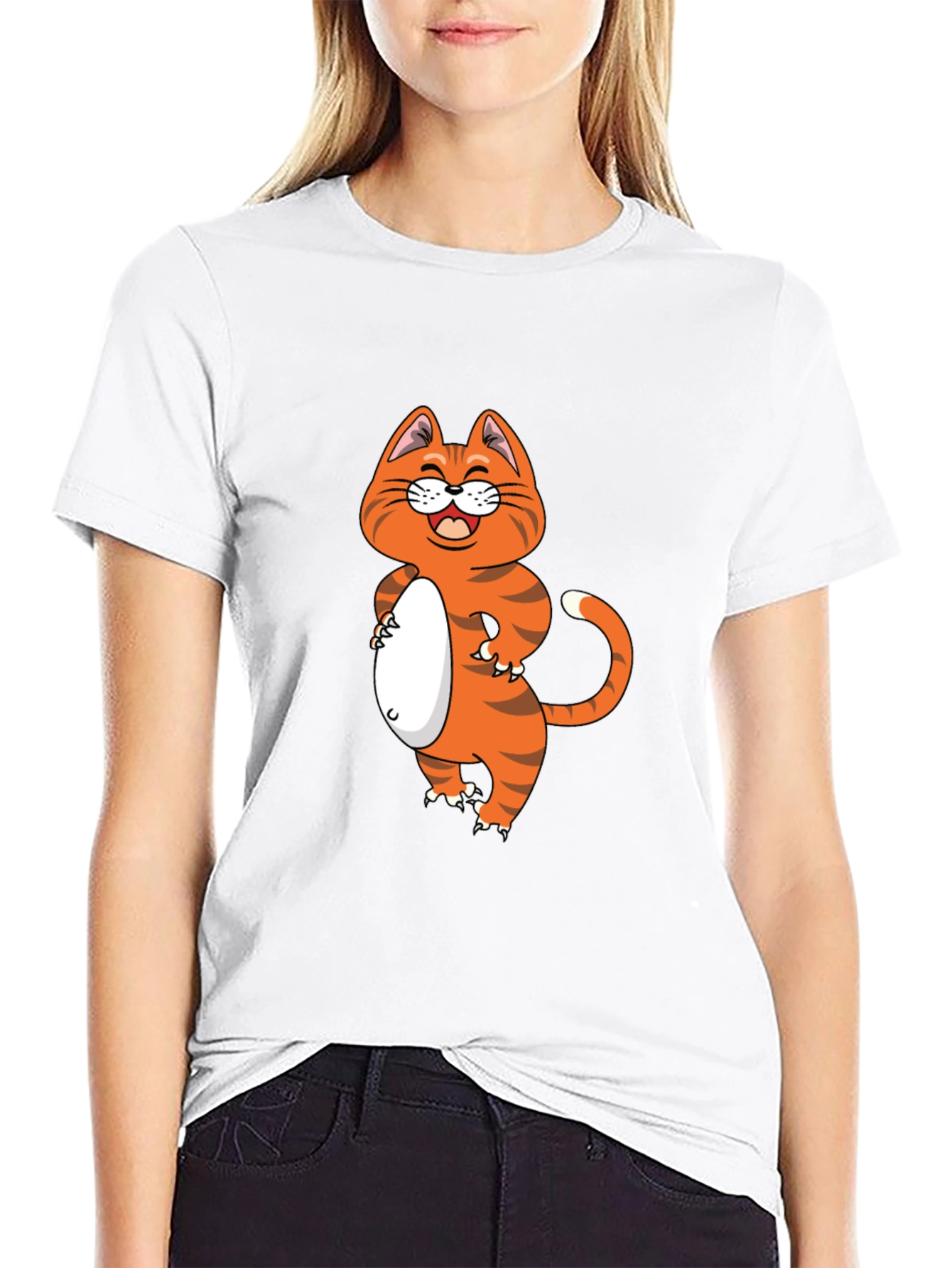 Funny Cat Graphic Tee - Black