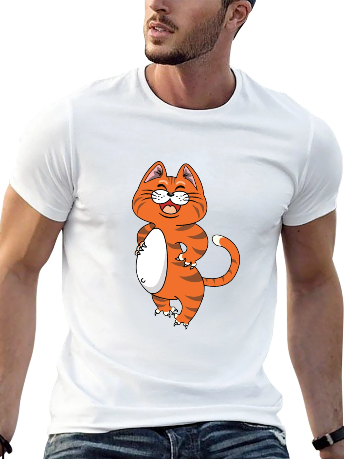 Funny Cat Graphic Tee - Black