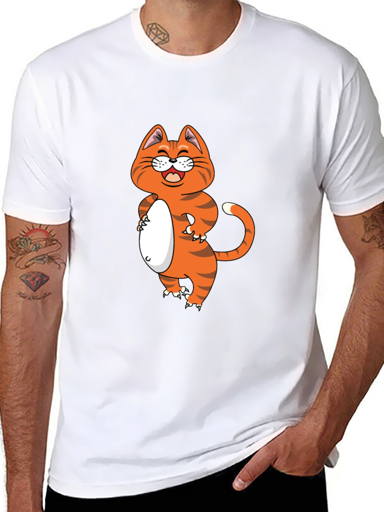 Funny Cat Graphic Tee - Black
