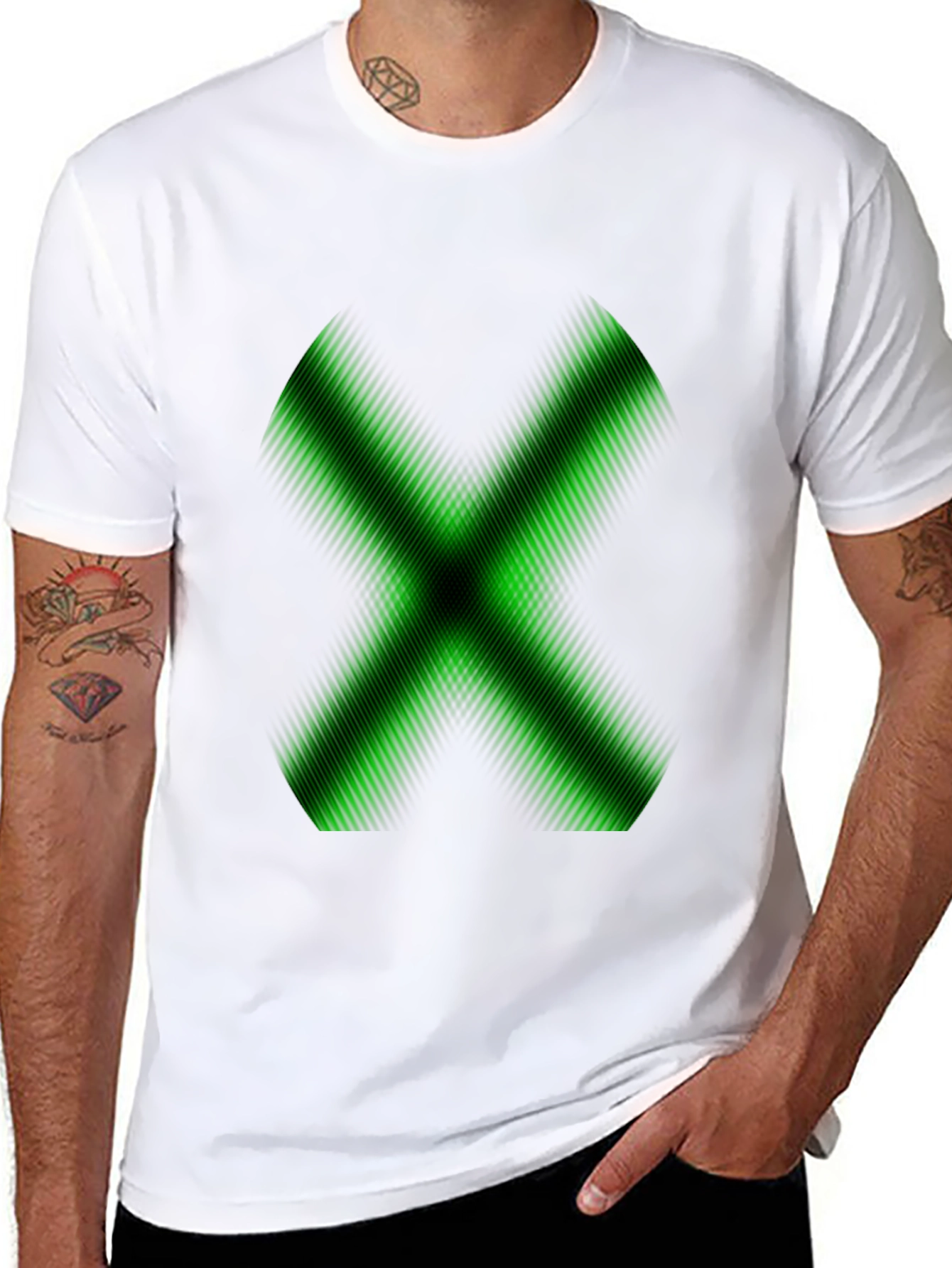 Green X Graphic Black T-Shirt - Gamer Style