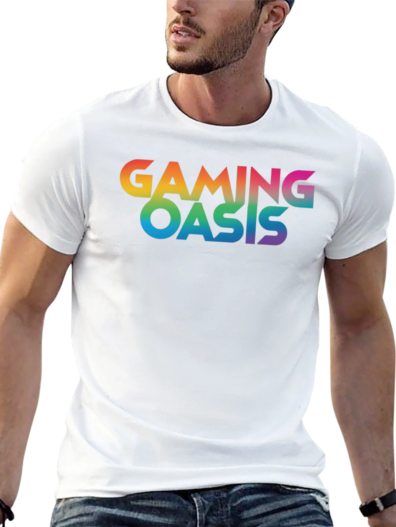 Gaming Oasis Rainbow Logo Black T-Shirt