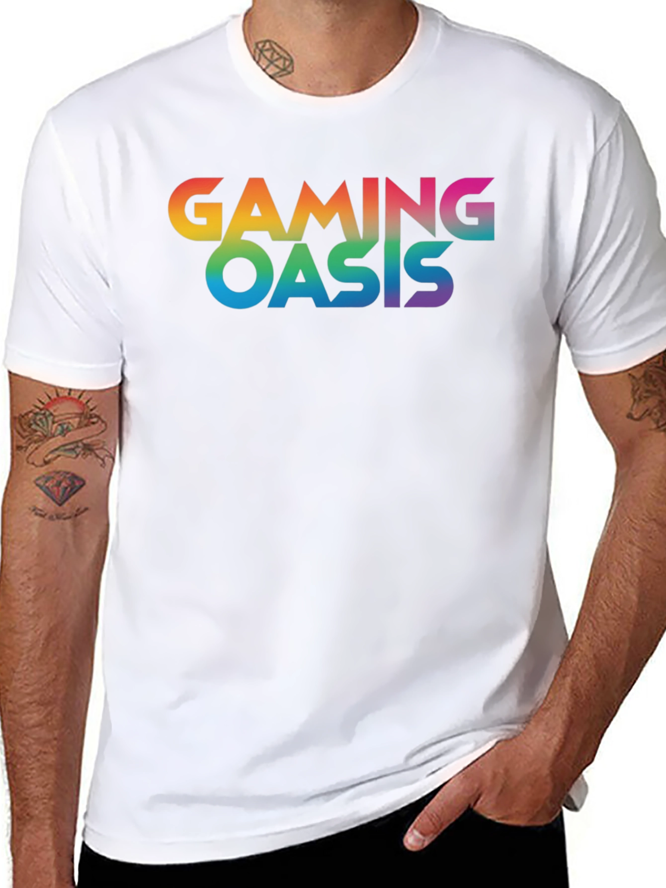 Gaming Oasis Rainbow Logo Black T-Shirt