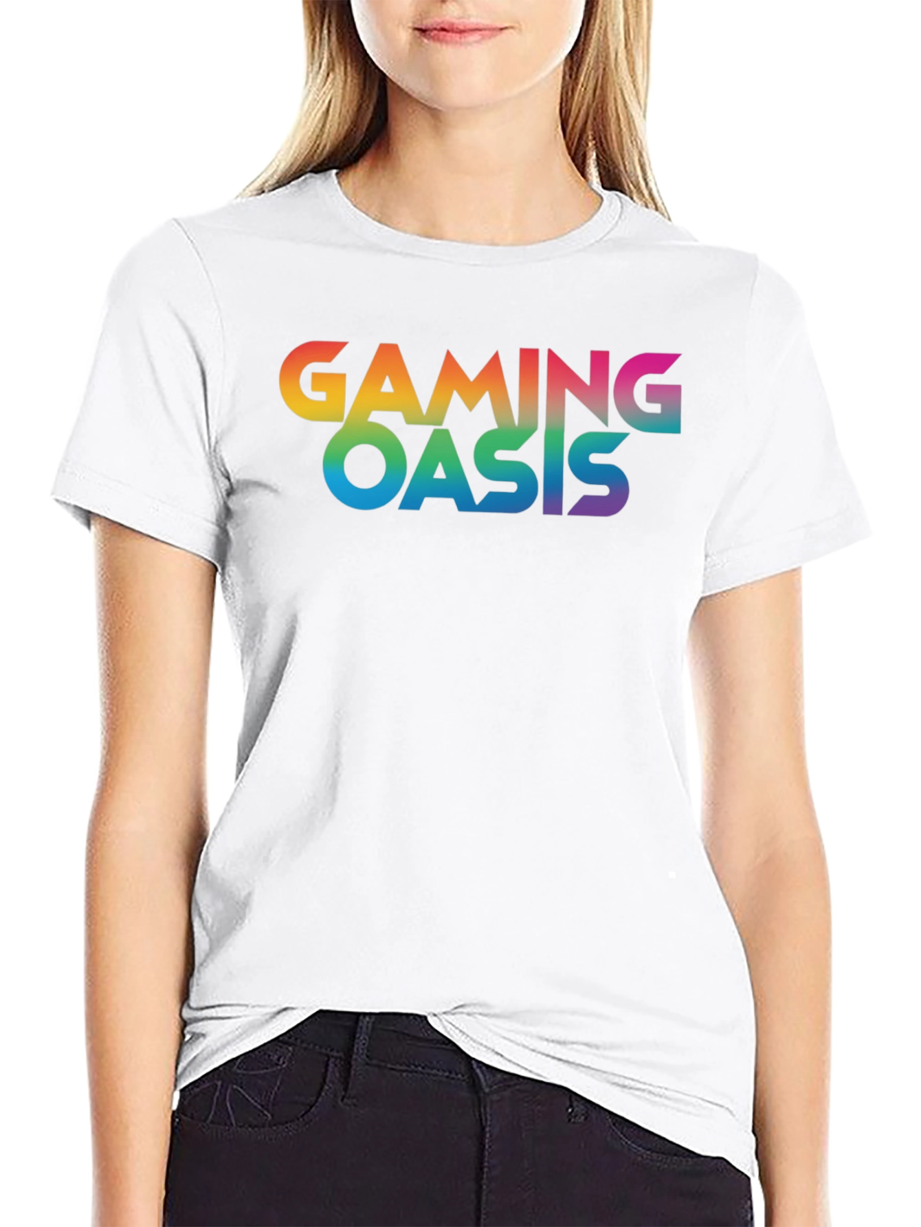 Gaming Oasis Rainbow Logo Black T-Shirt