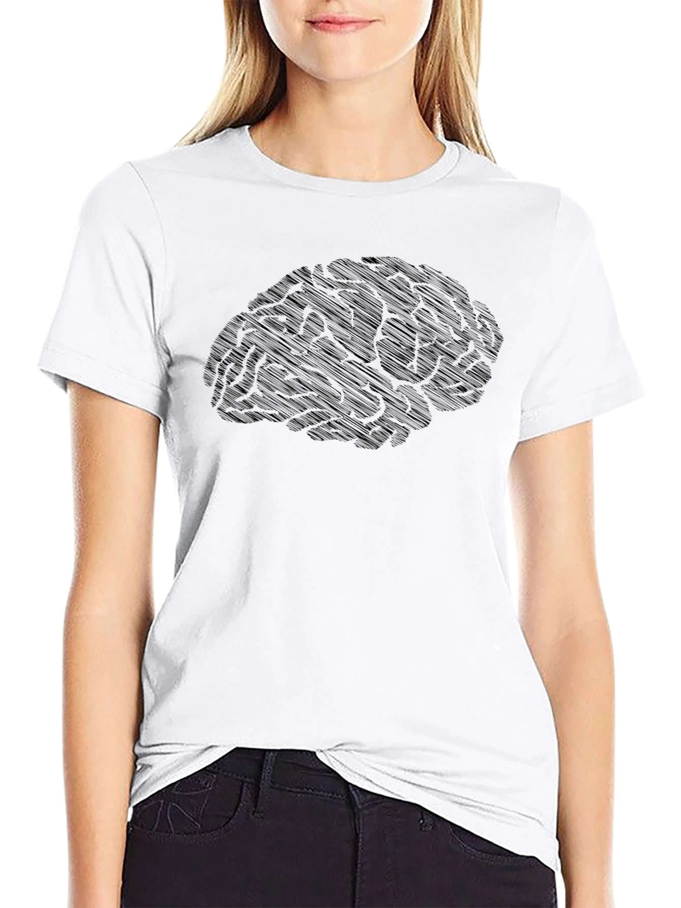 Brain Graphic T-Shirt - Mens Black Crew Neck Tee