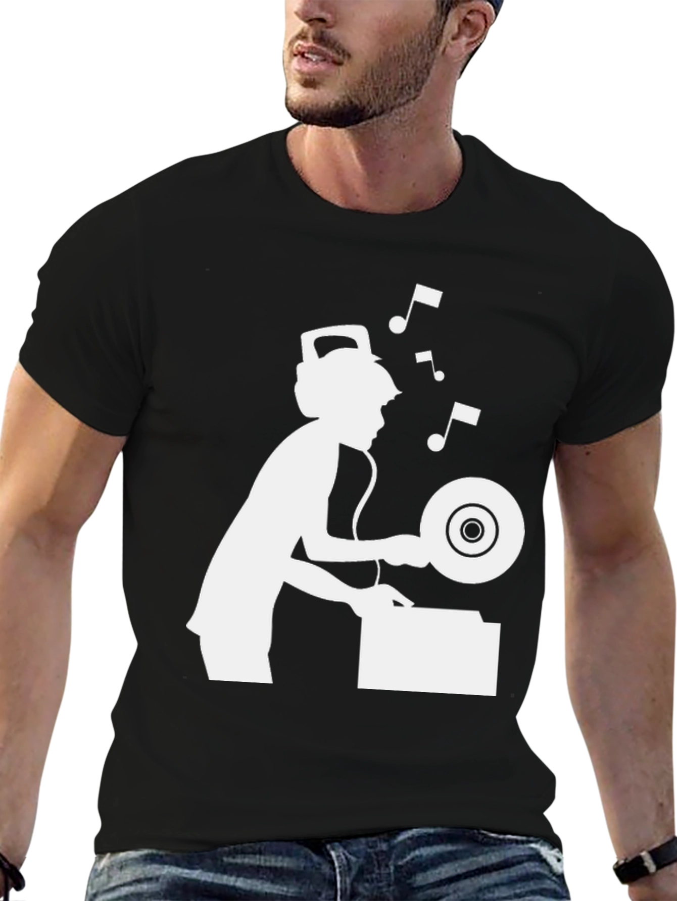 DJ Graphic Tee - Black Cotton Blend T-Shirt