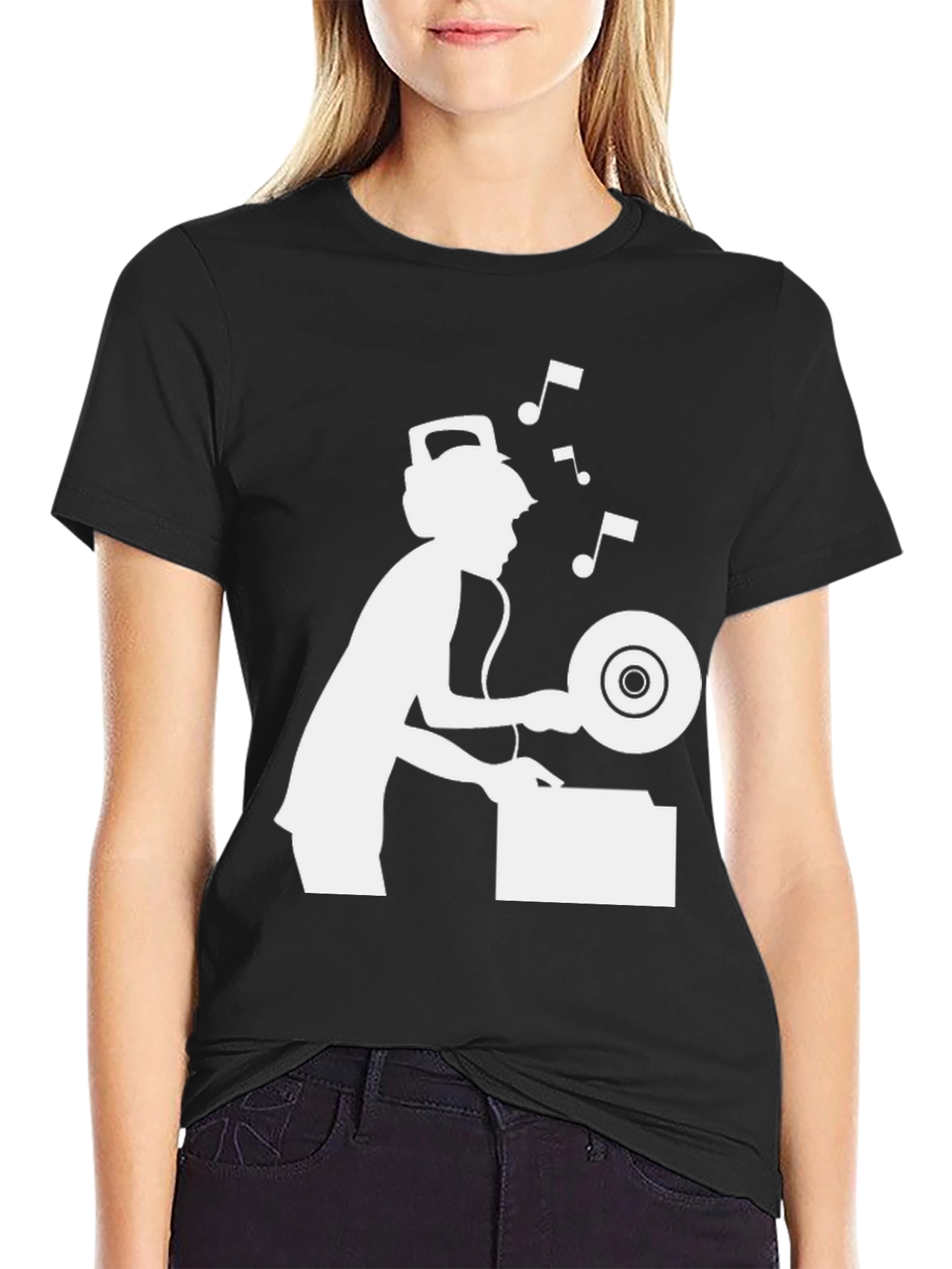 DJ Graphic Tee - Black Cotton Blend T-Shirt