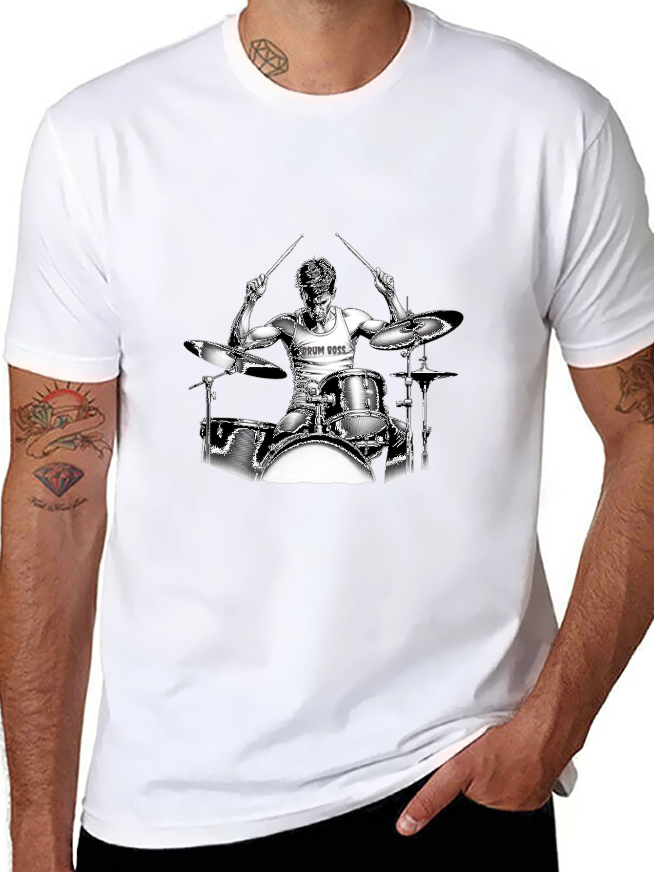 Drum Boss Black T-Shirt - Music Lover Tee