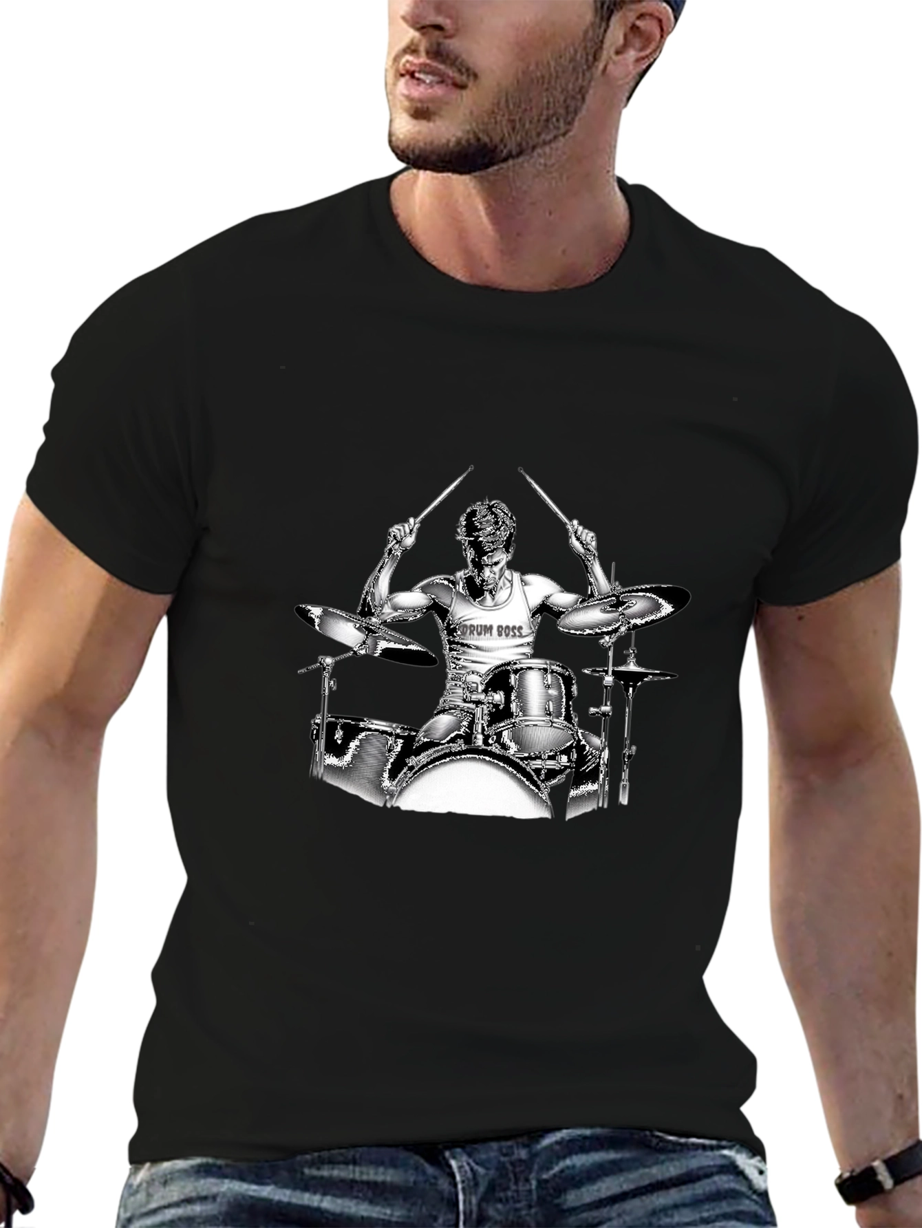 Drum Boss Black T-Shirt - Music Lover Tee