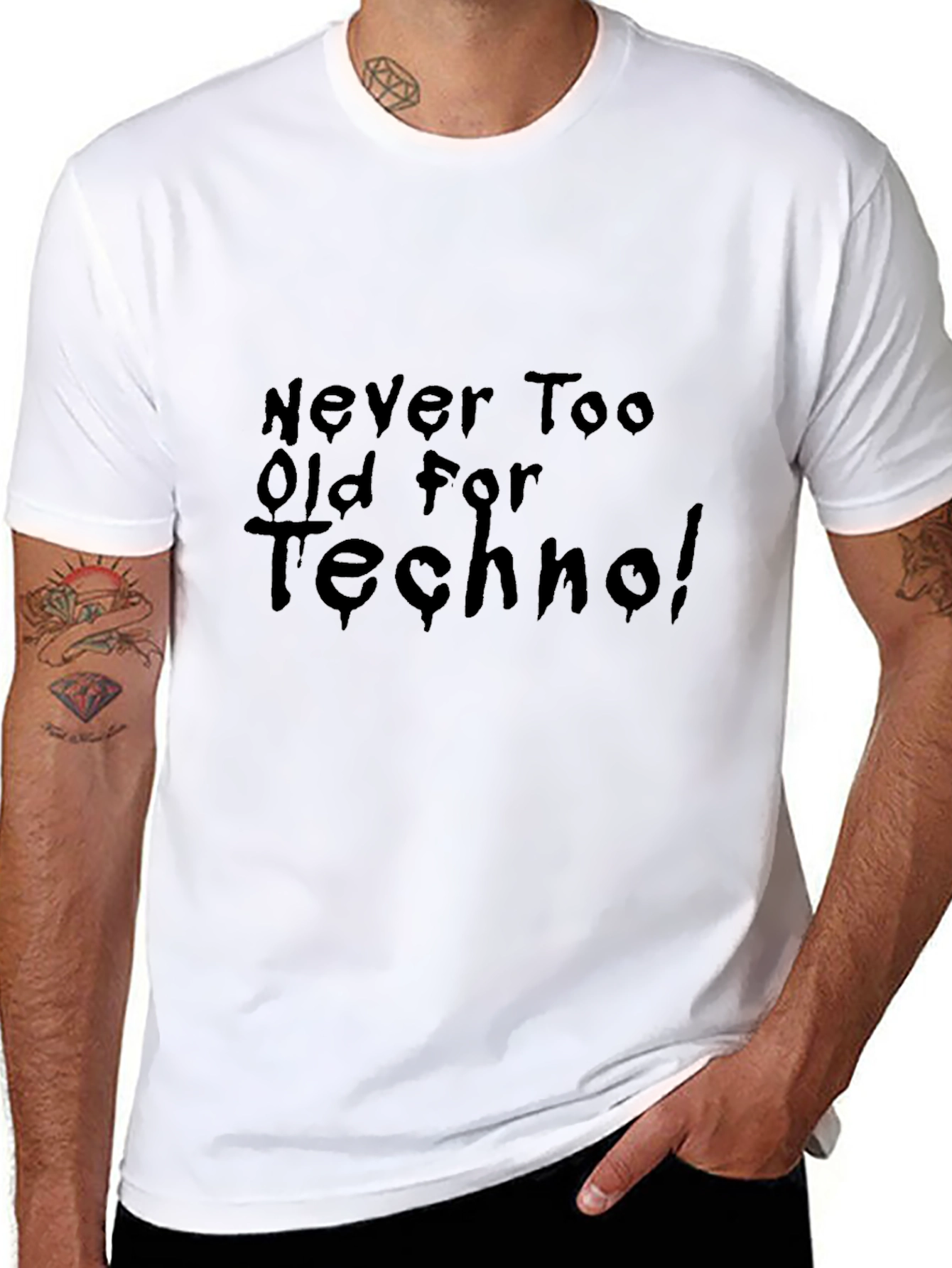 Never Too Old For Techno Black T-Shirt