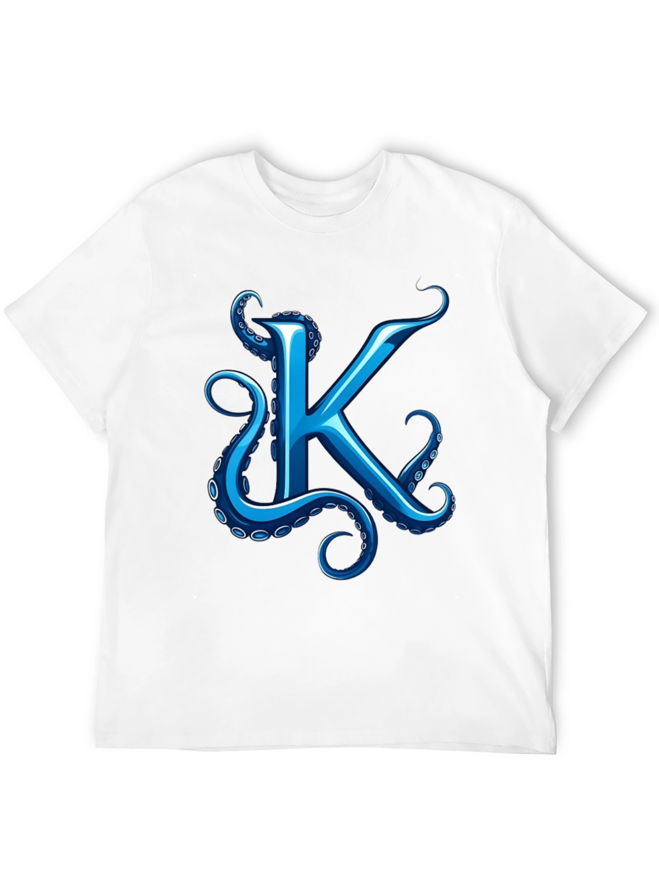Octopus K Letter Graphic Black T-Shirt