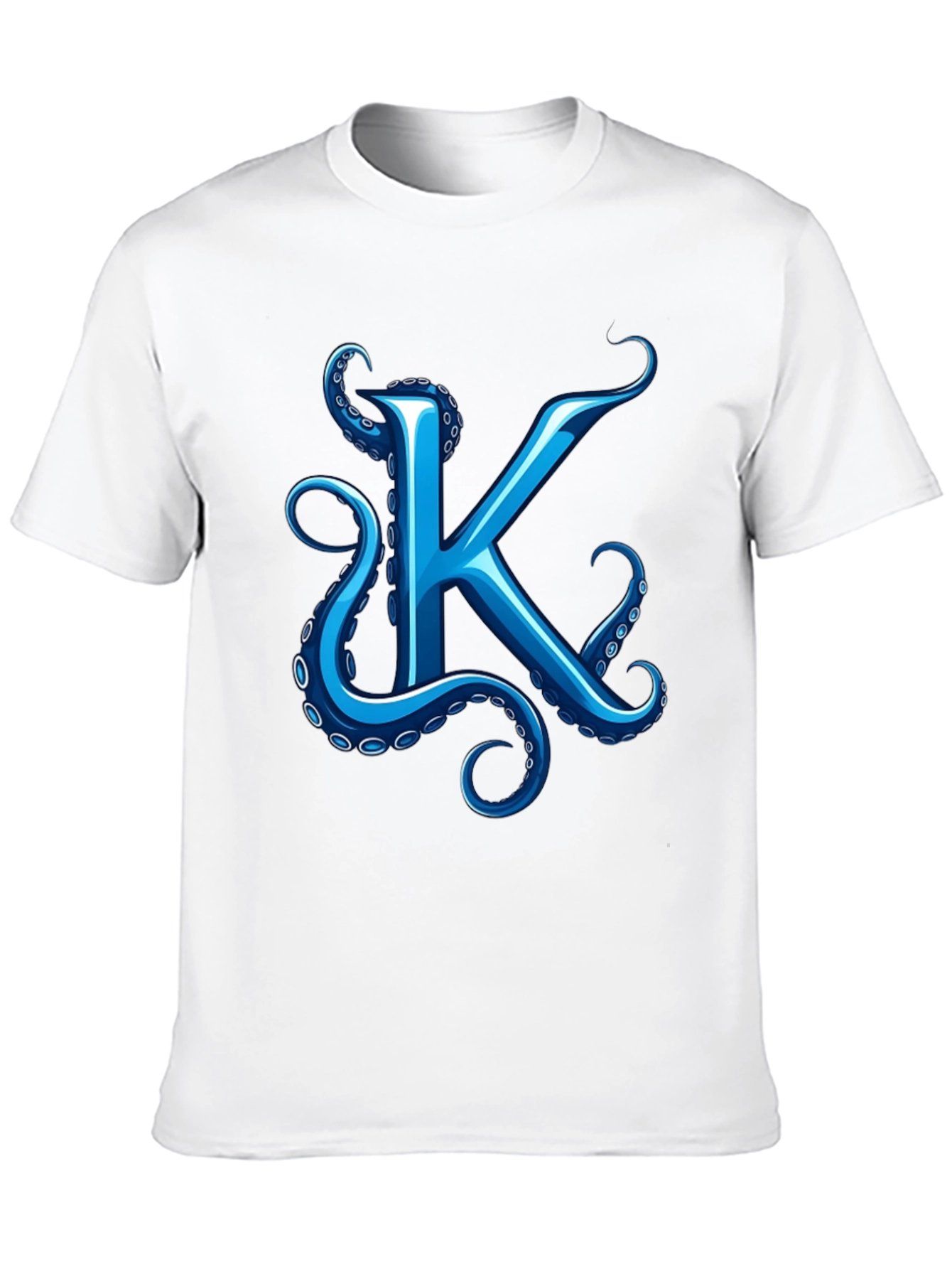 Octopus K Letter Graphic Black T-Shirt