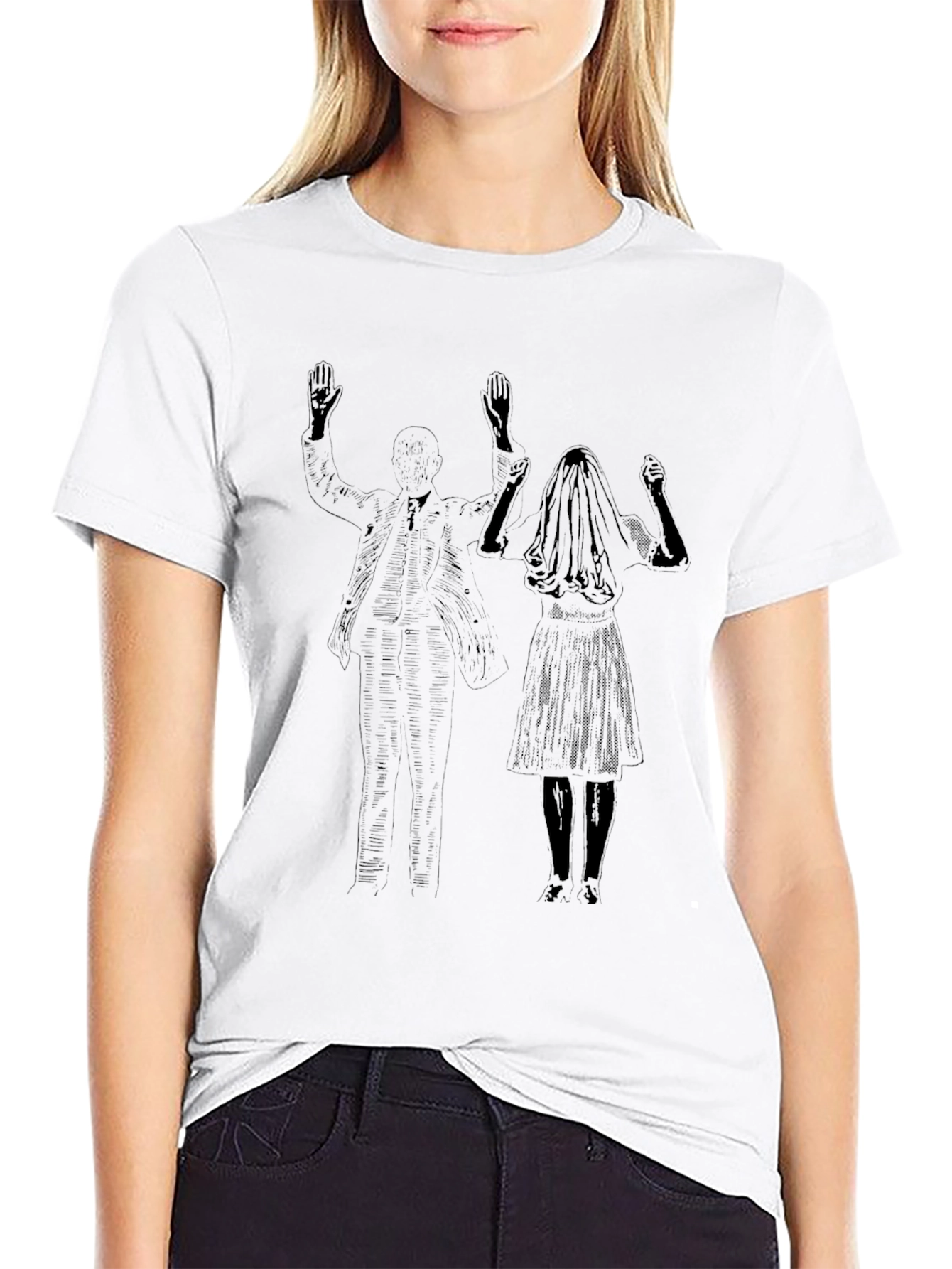 Black Tee with Bride & Groom Graphic