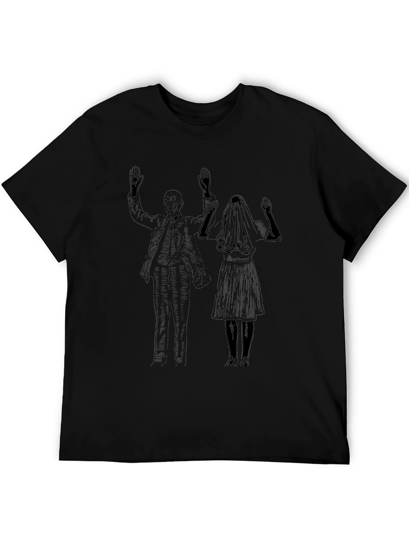 Black Tee with Bride & Groom Graphic