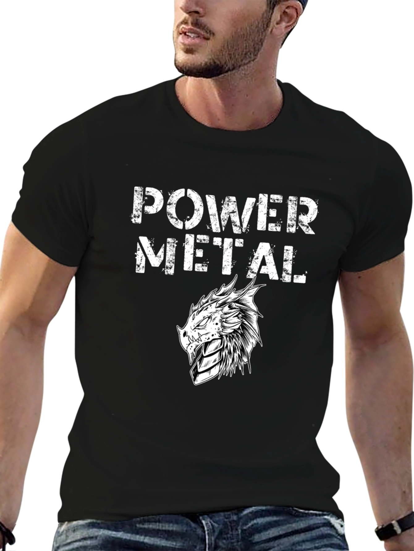 Power Metal Dragon Black T-Shirt