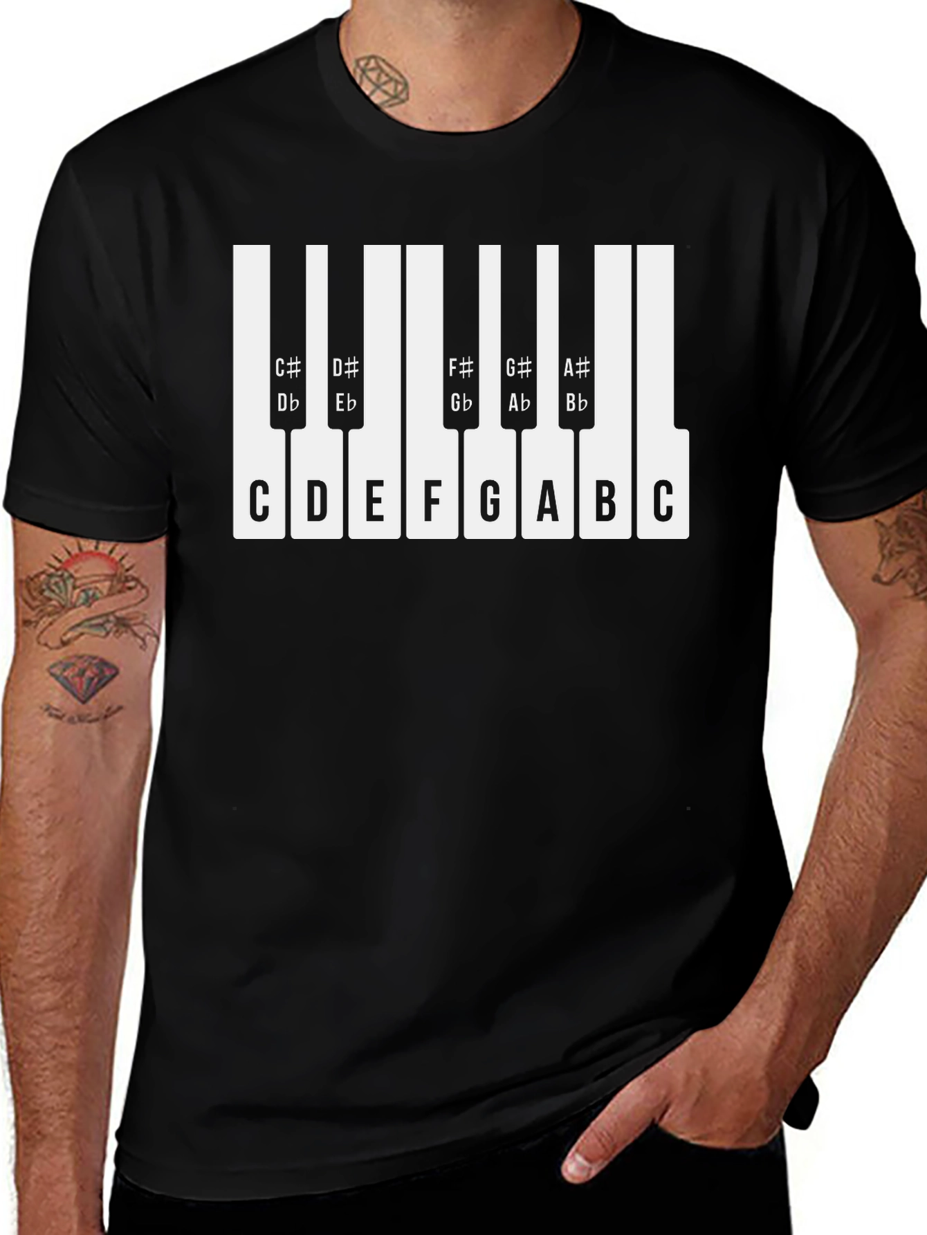 Musical Piano Keys T-Shirt - Black Tee