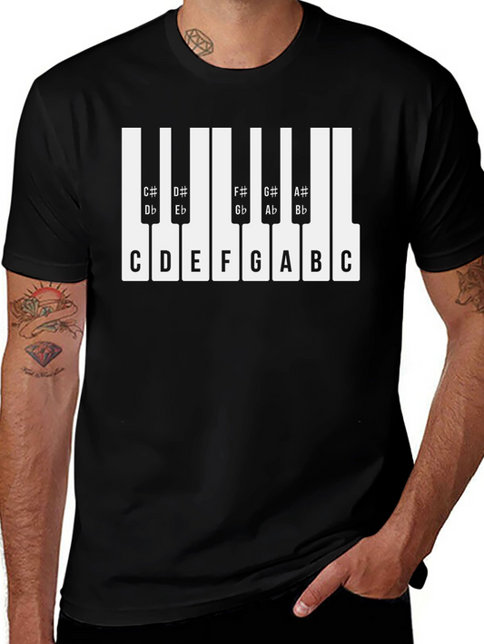 Musical Piano Keys T-Shirt - Black Tee