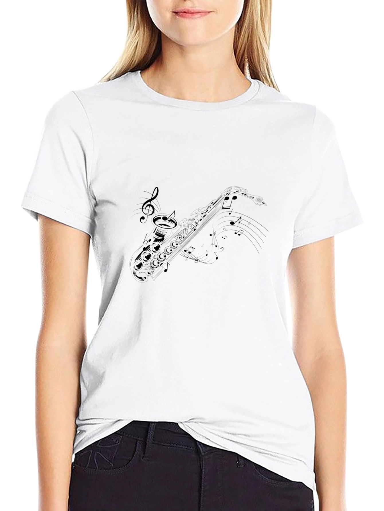Saxophone Music Black T-Shirt