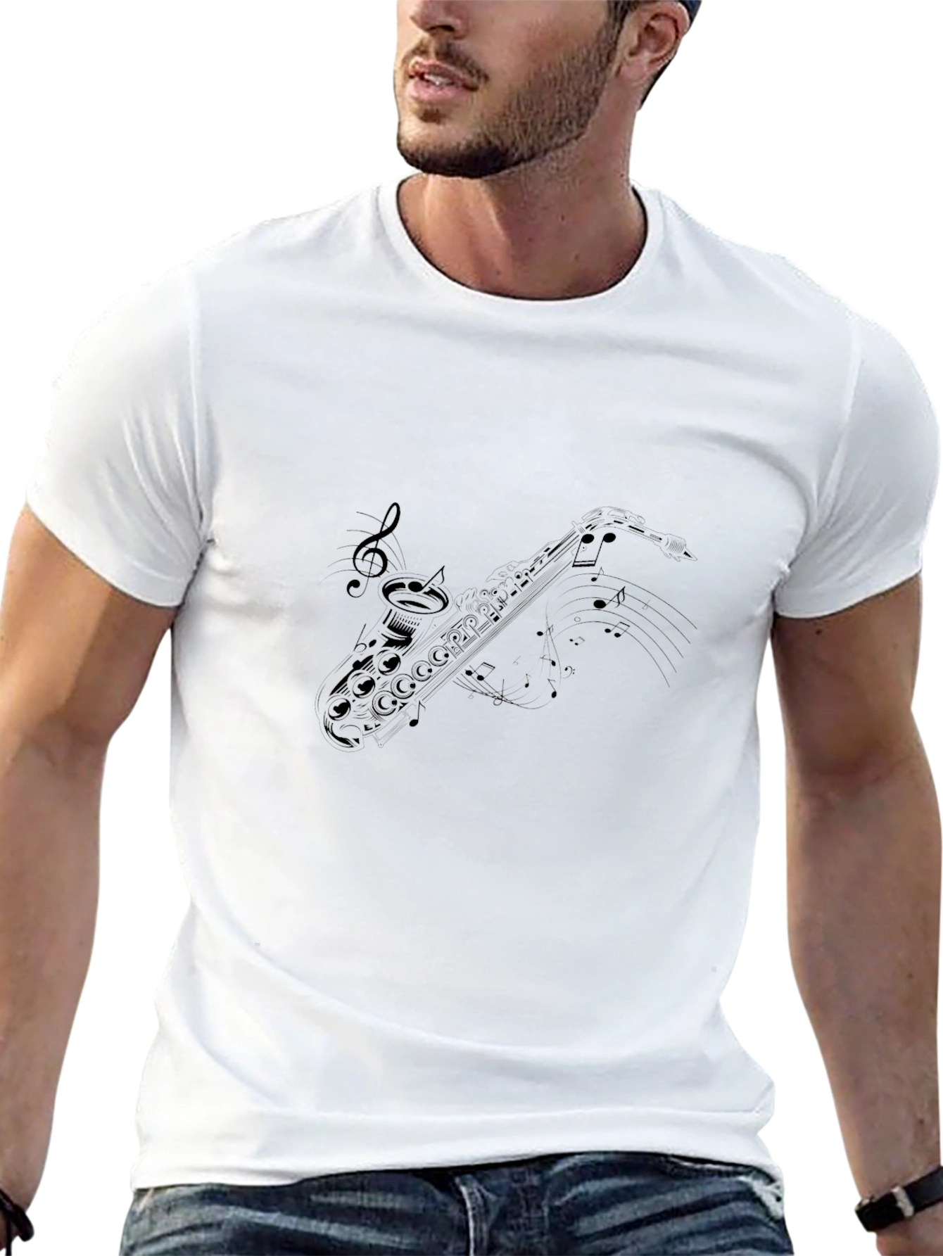 Saxophone Music Black T-Shirt