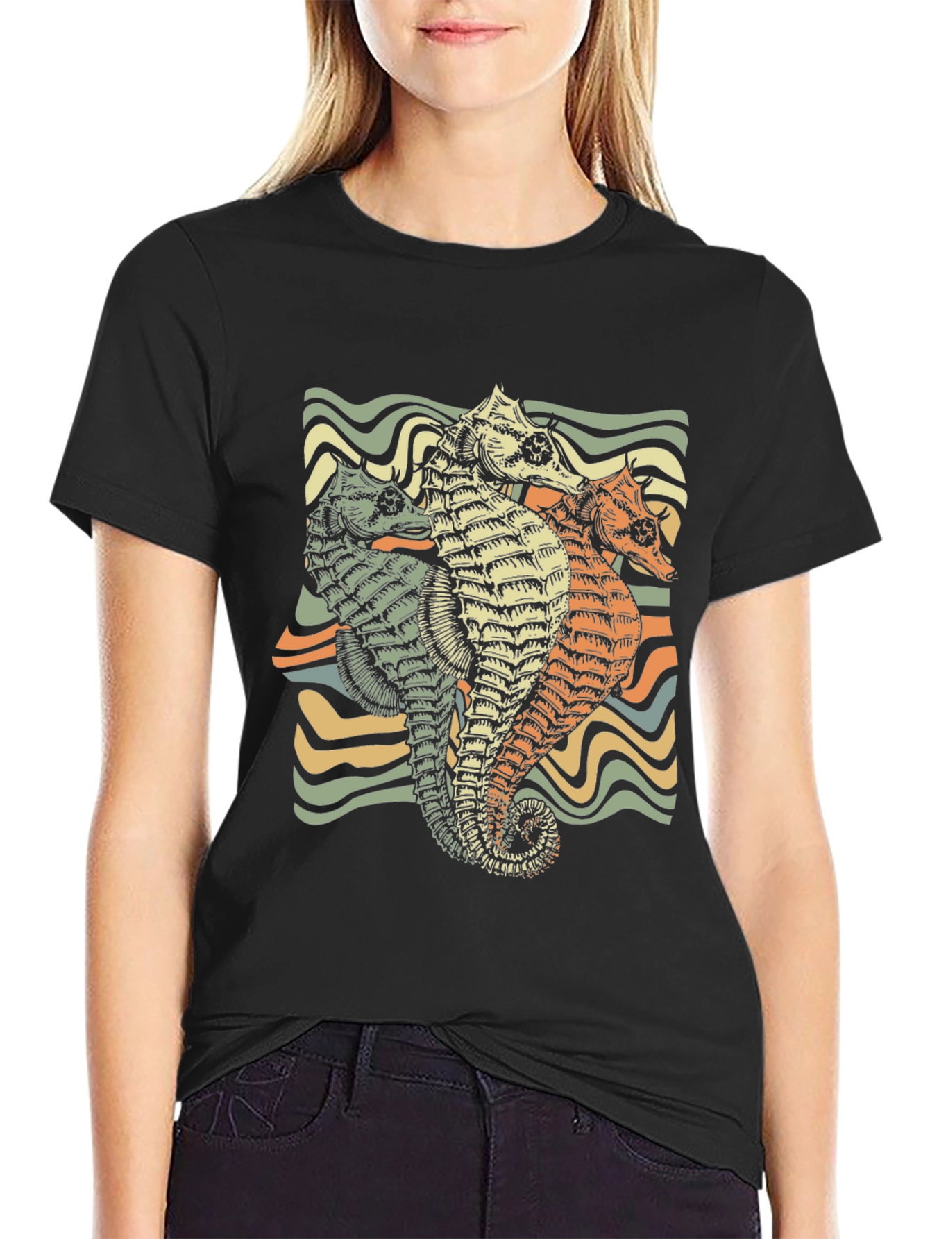 Retro Seahorse Graphic T-Shirt