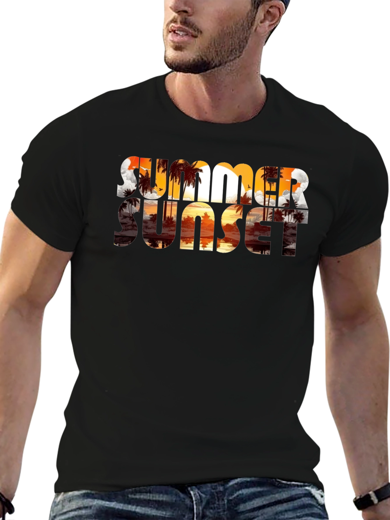 Summer Sunset Graphic Tee - Tropical Beach Vibe