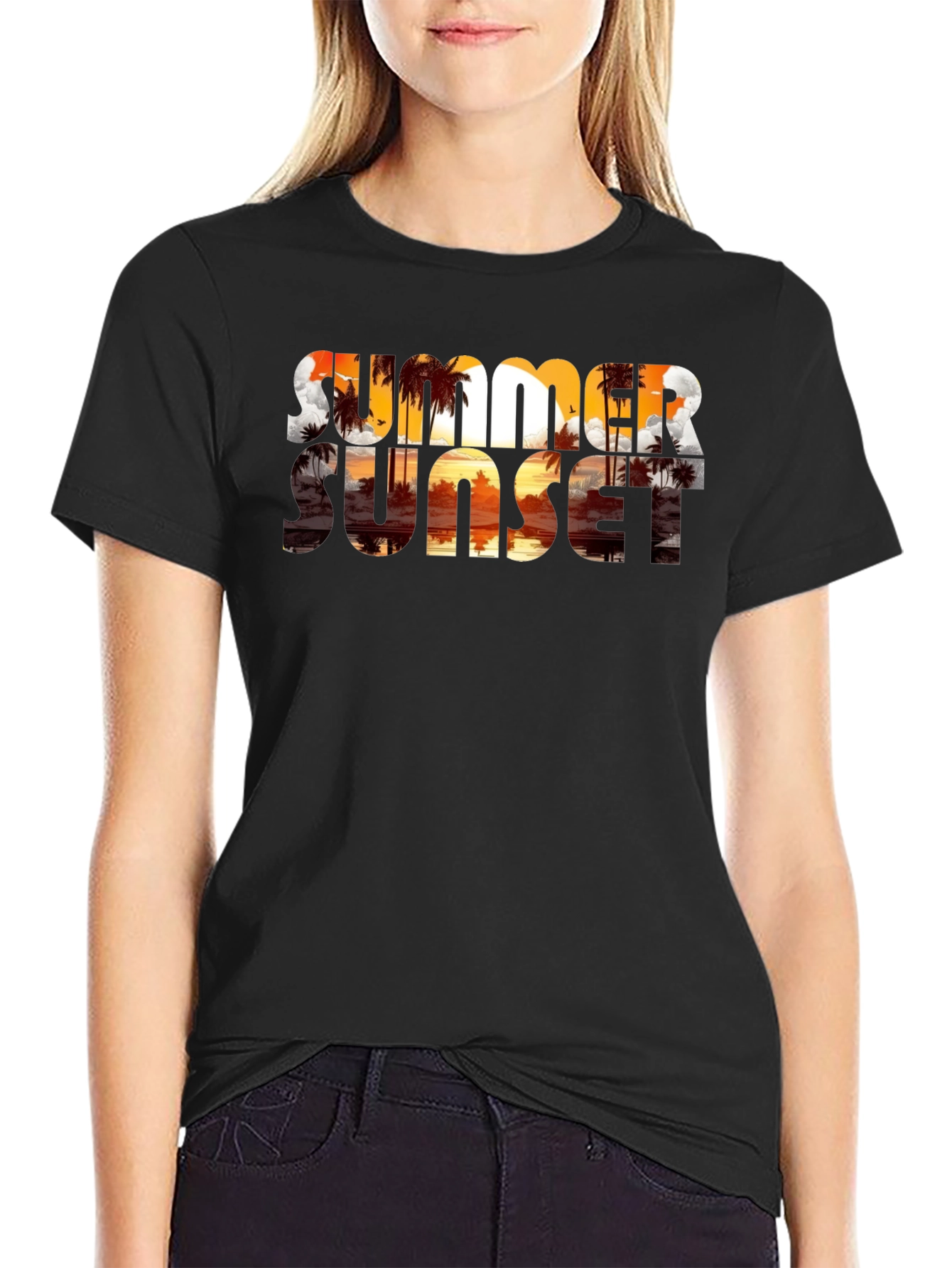 Summer Sunset Graphic Tee - Tropical Beach Vibe