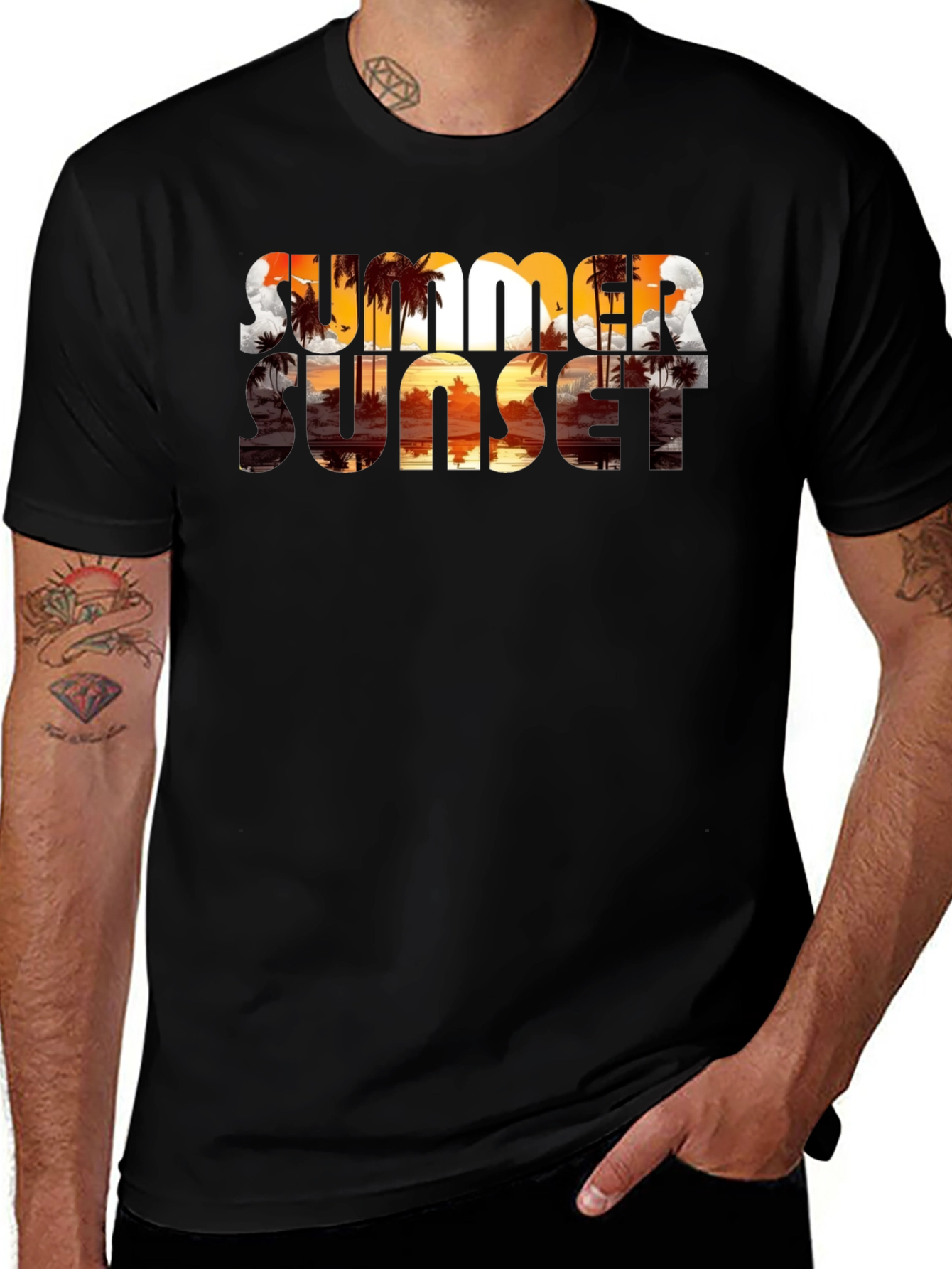 Summer Sunset Graphic Tee - Tropical Beach Vibe