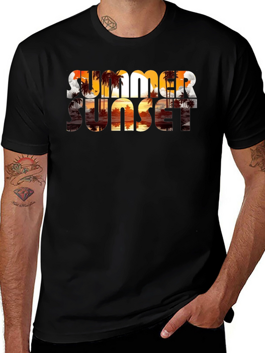 Summer Sunset Graphic Tee - Tropical Beach Vibe