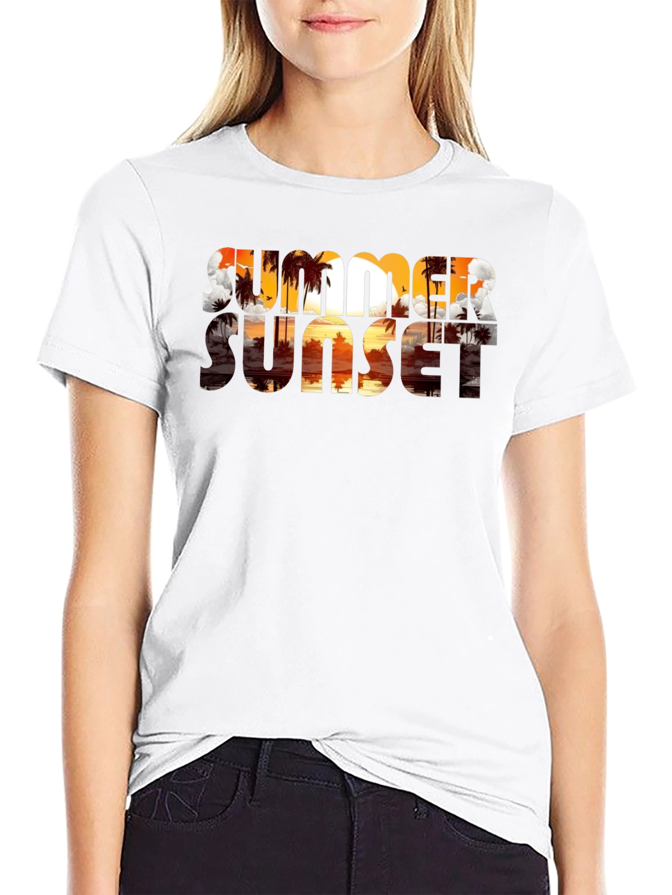 Summer Sunset Graphic Tee - Tropical Beach Vibe