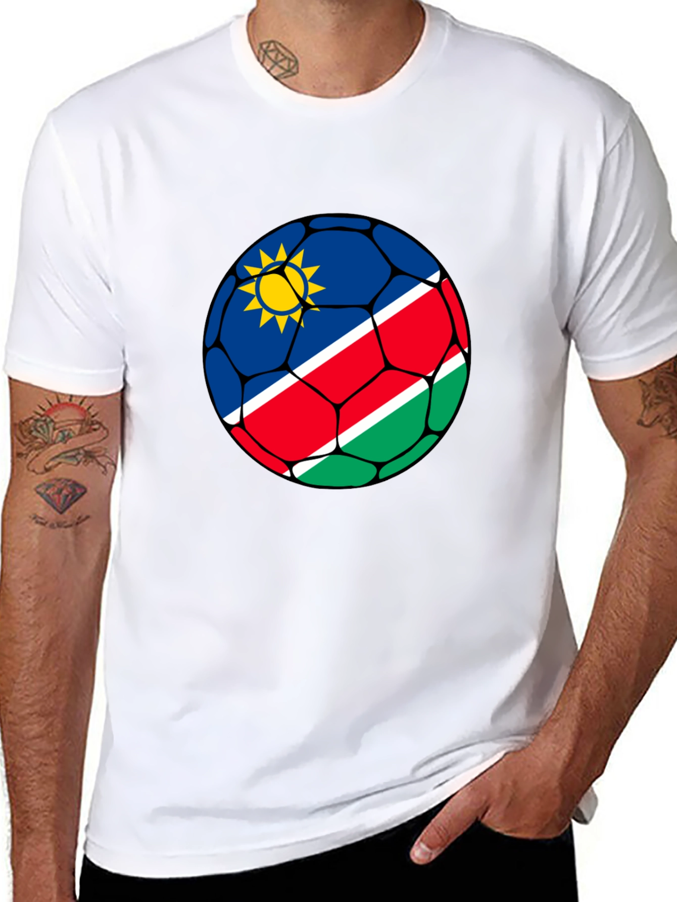 Namibia Flag Soccer Ball Graphic T-Shirt