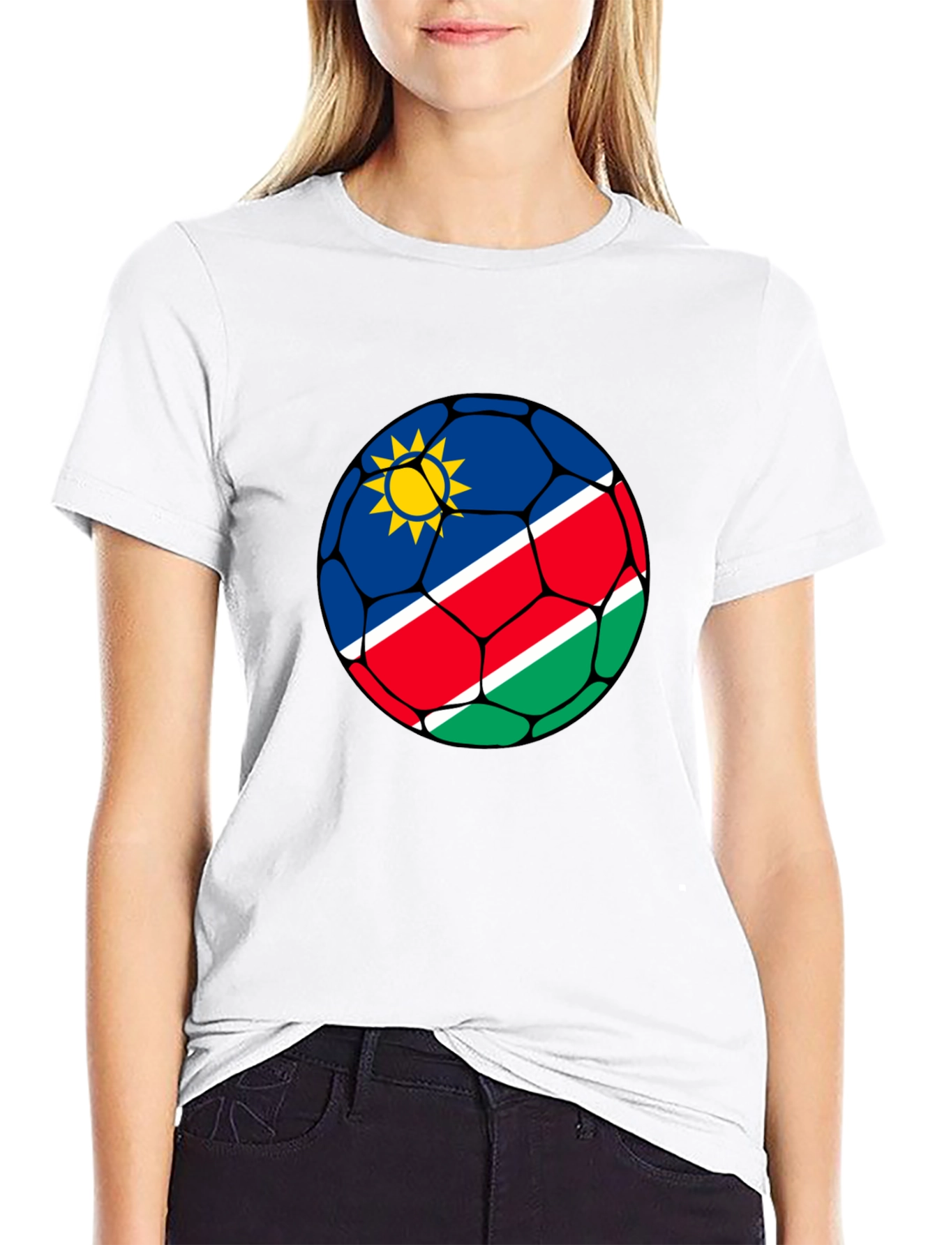 Namibia Flag Soccer Ball Graphic T-Shirt
