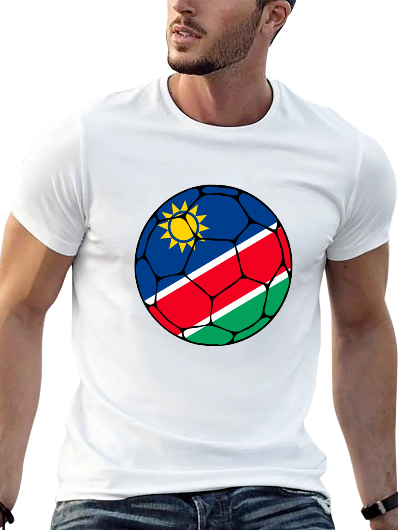 Namibia Flag Soccer Ball Graphic T-Shirt