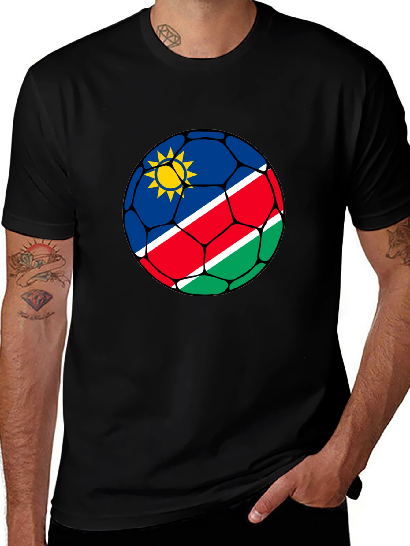 Namibia Flag Soccer Ball Graphic T-Shirt