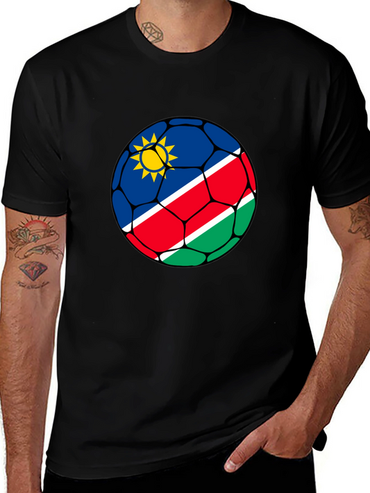 Namibia Flag Soccer Ball Graphic T-Shirt