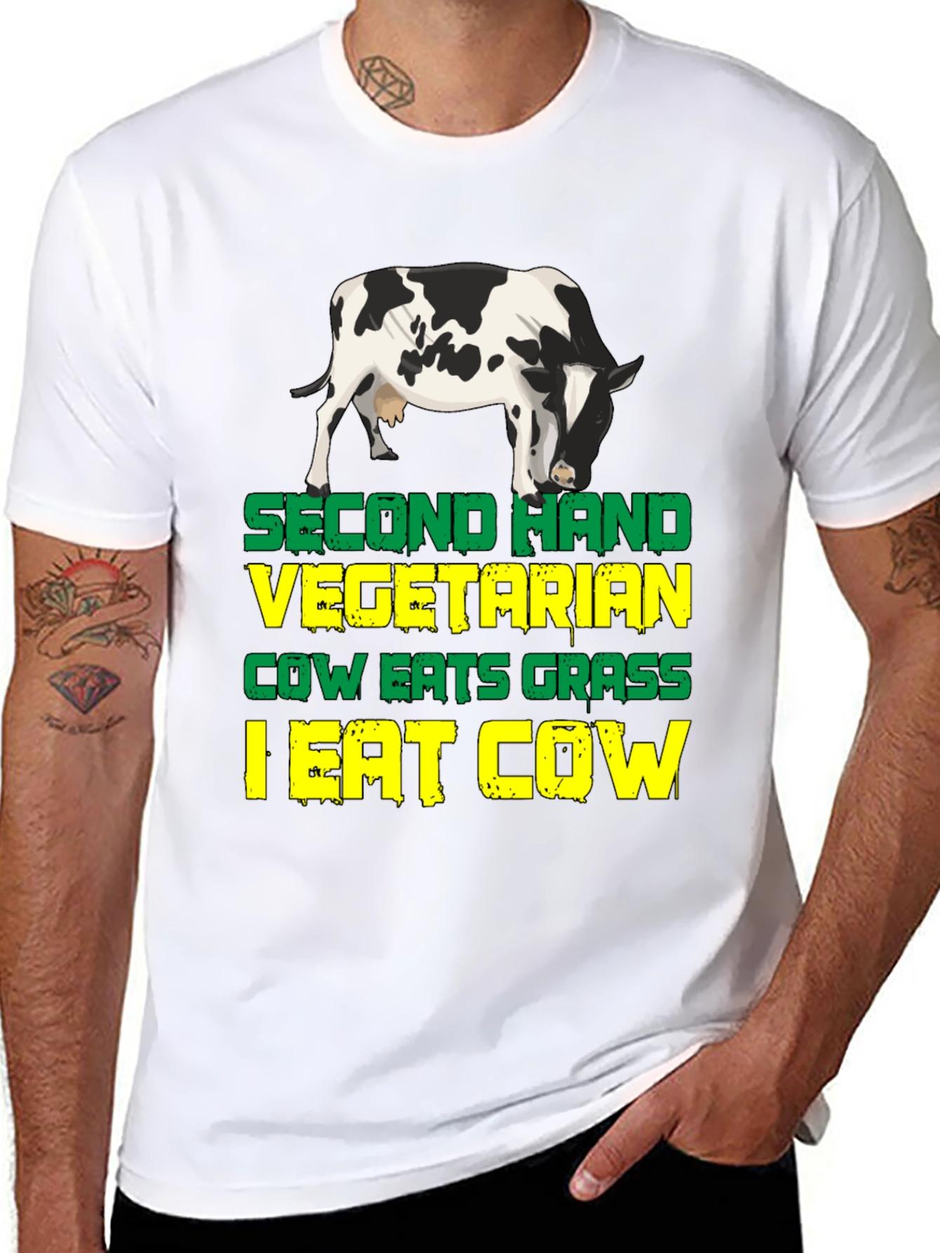 Second Hand Vegetarian Funny Graphic T-Shirt