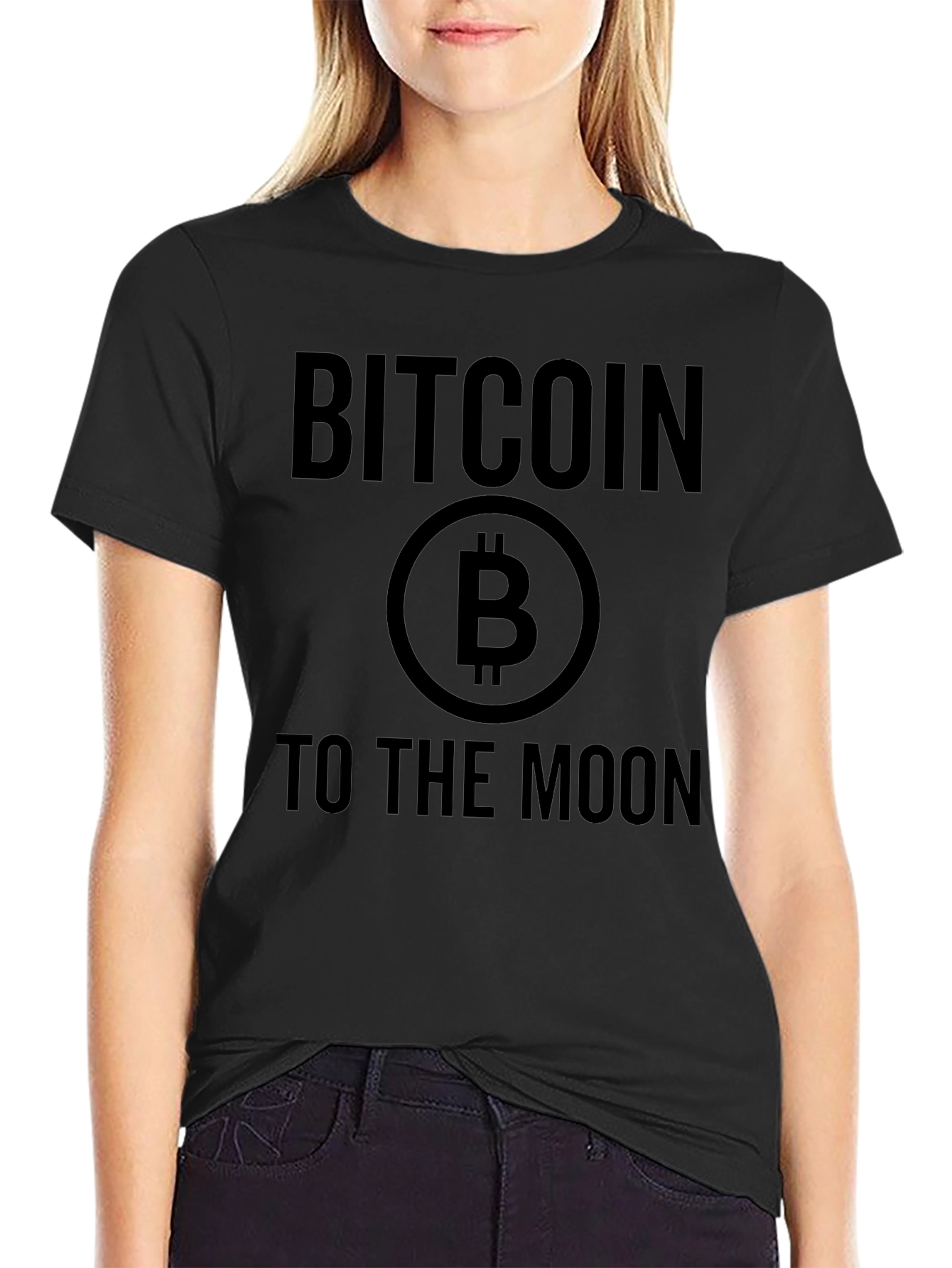 Bitcoin to the Moon Black T-Shirt