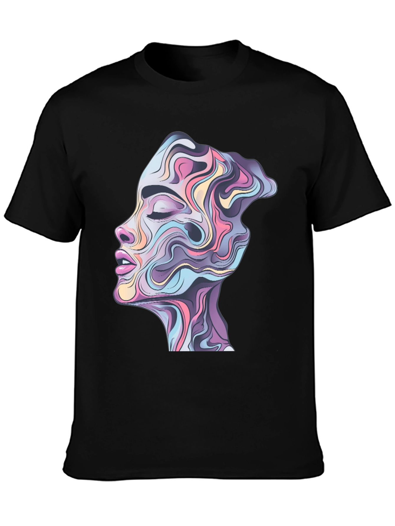 Abstract Face Graphic Black Tee