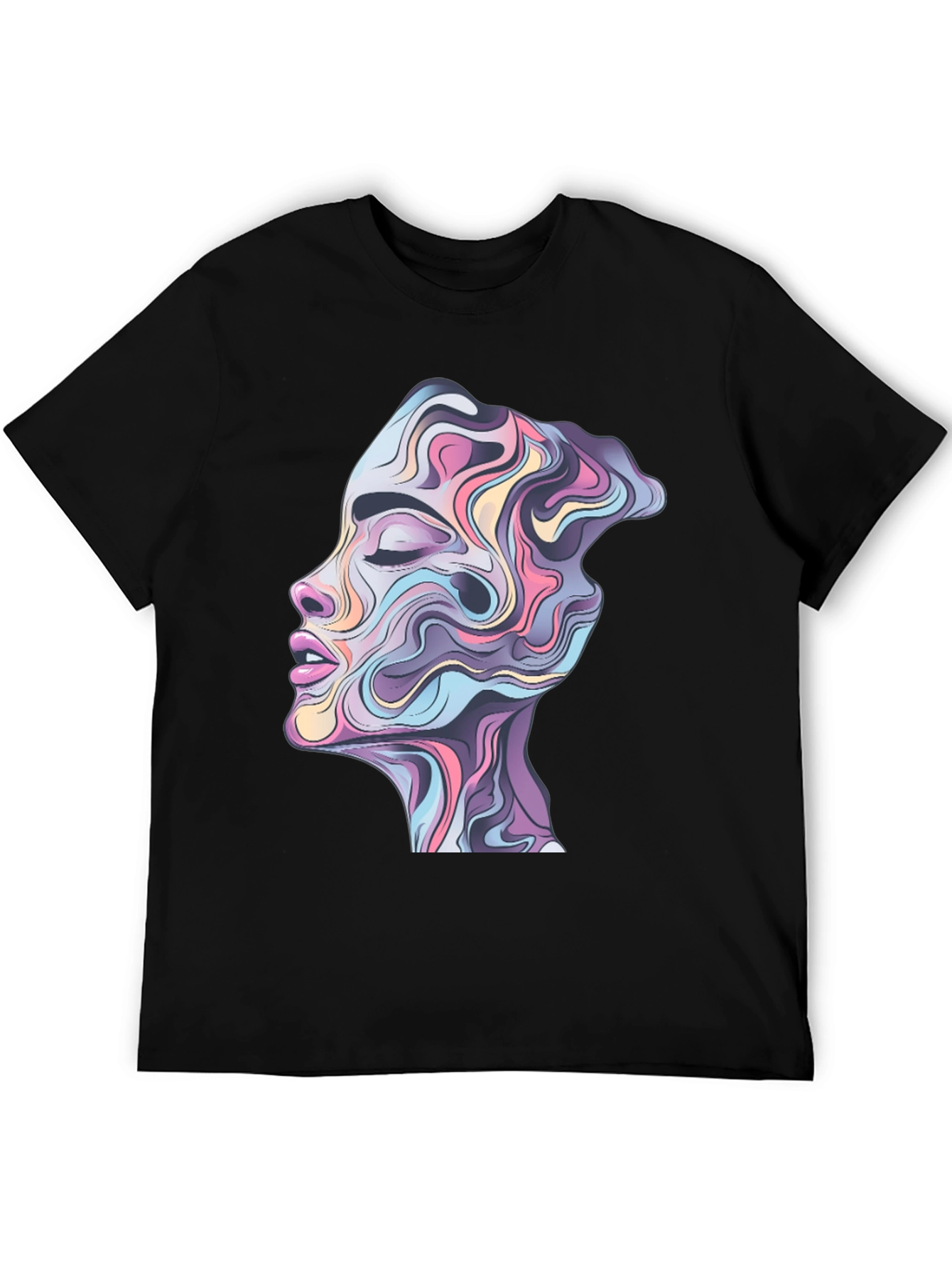 Abstract Face Graphic Black Tee