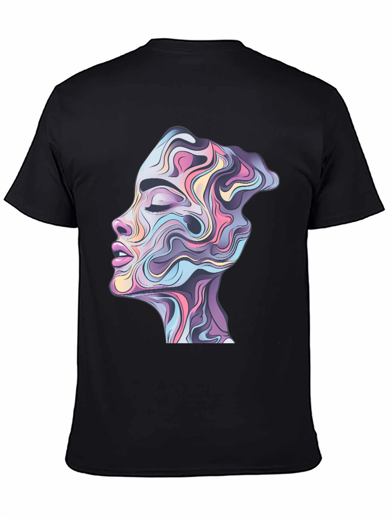 Abstract Face Graphic Black Tee